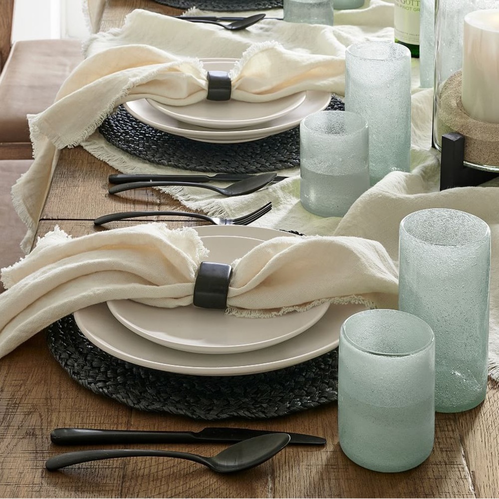 Pottery Barn Mason Stoneware napkin rings (set of 4). Brand new in box